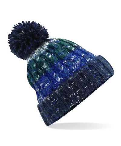 Corkscrew pom pom beanie