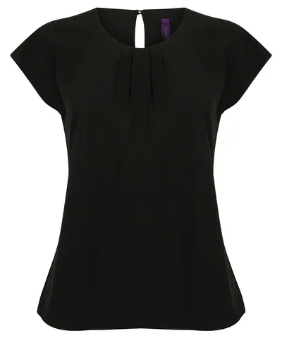 Women's pleat front short sleeve blouse