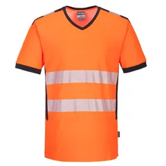 PW3 Hi-Vis V-Neck Mesh Insert T-Shirt S/S, front