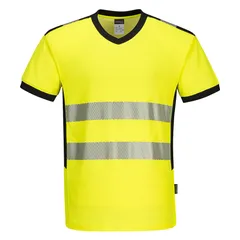 PW3 Hi-Vis V-Neck Mesh Insert T-Shirt S/S, front