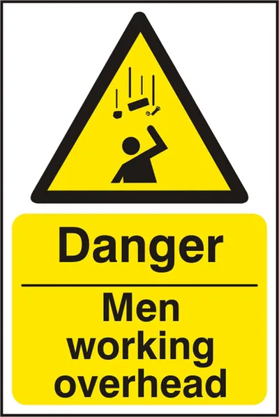 Danger Men Working Overhead Sign (Pack of 5)