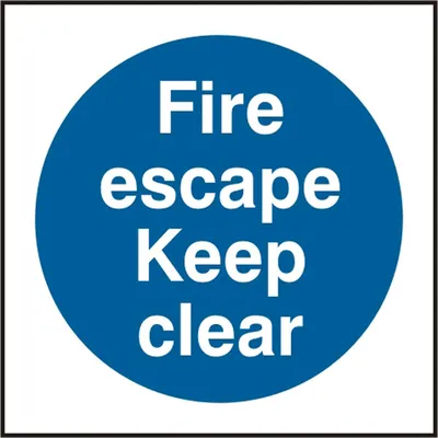 Fire Escape Keep Clear Sign (Pack of 5)