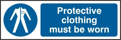 Protective Clothing Must Be Worn Rigid PVC Sign (Pack of 5)