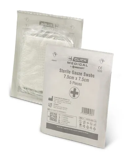 Click Medical Gauze Swabs 7.5CM X 7.55CM Sterile (Pack of 5)