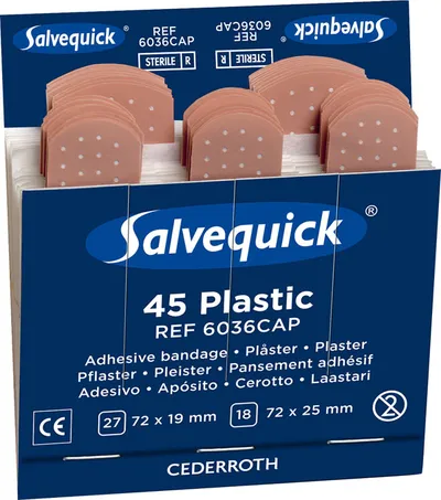 Salvequick Waterproof Plasters Refill Pack 6X45 (Pack of 6)