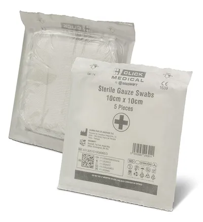 Click Medical Sterile Gauze Swabs 10CM X 10CM Pack of 5 (Pack of 100)
