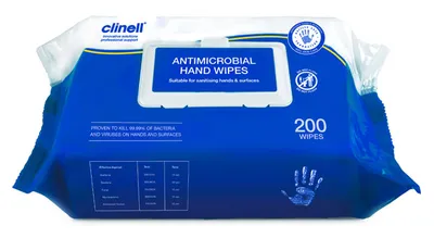 Clinell Antimicrobial Hand Wipes (Pack of 200)