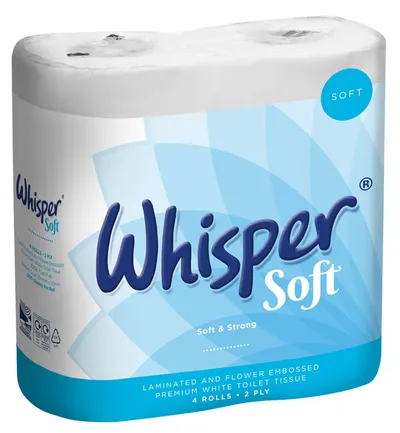 Whisper Soft Luxury Toilet Roll 2 Ply - Pack of 4 Rolls (Pack of 40)